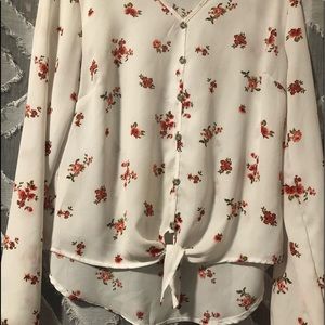 White blouse with flower print